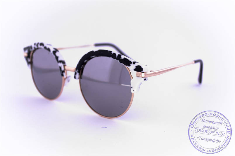 Оптом эксклюзивные солнцезащитные зеркальные очки Клабмастер - Черно-белые - 1809, фото 2