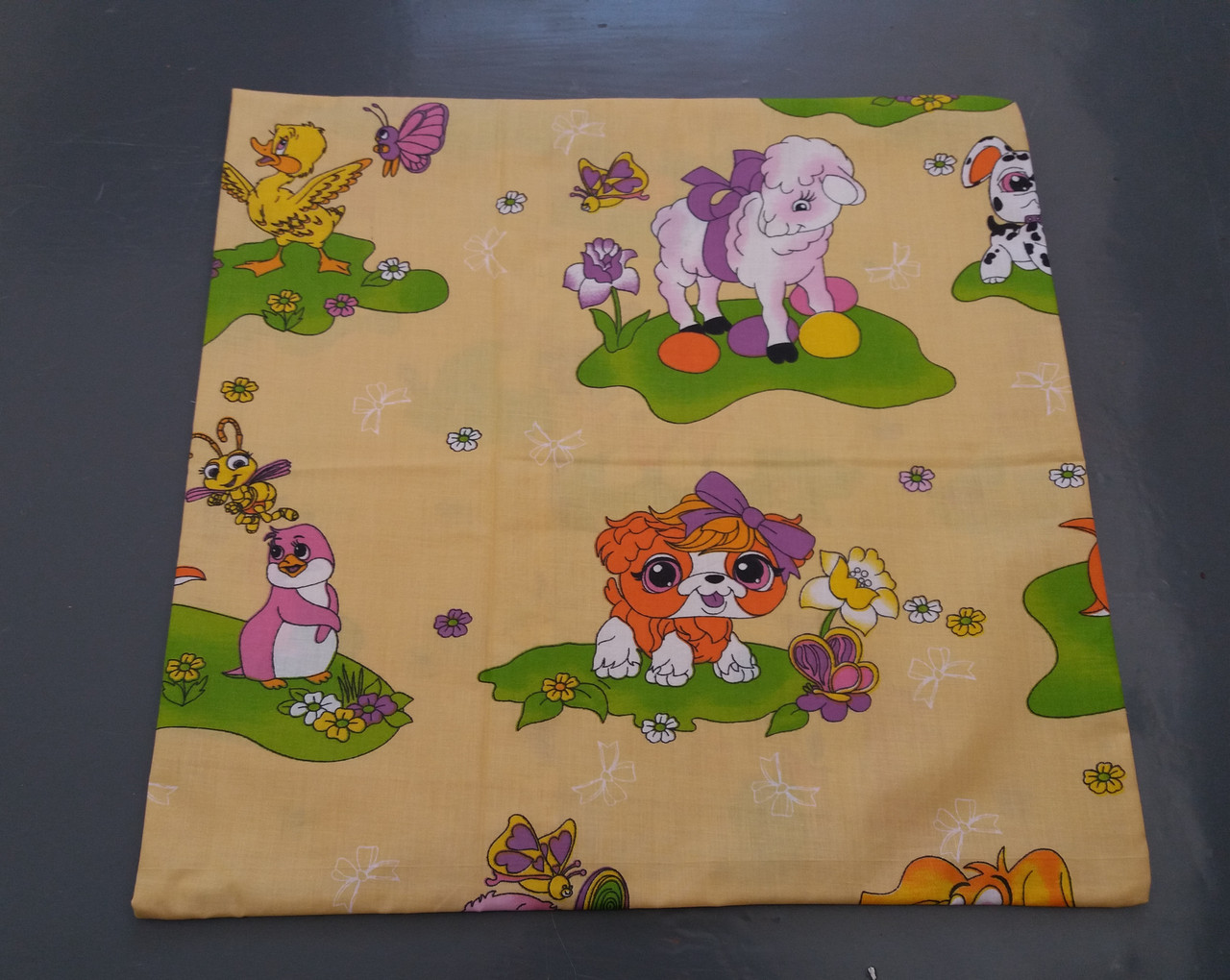 Наволочка бязь 50х50, принт: Звірята, бежеве