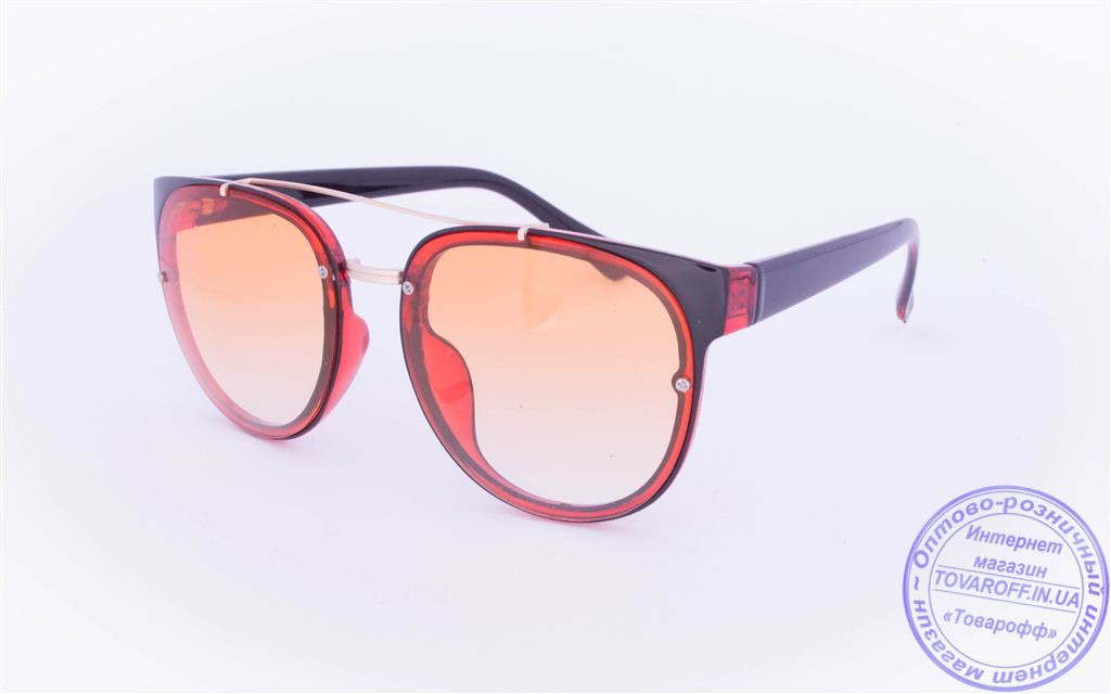 Оптом оригинальные солнцезащитные очки Авиатор - Бордовые - 3229