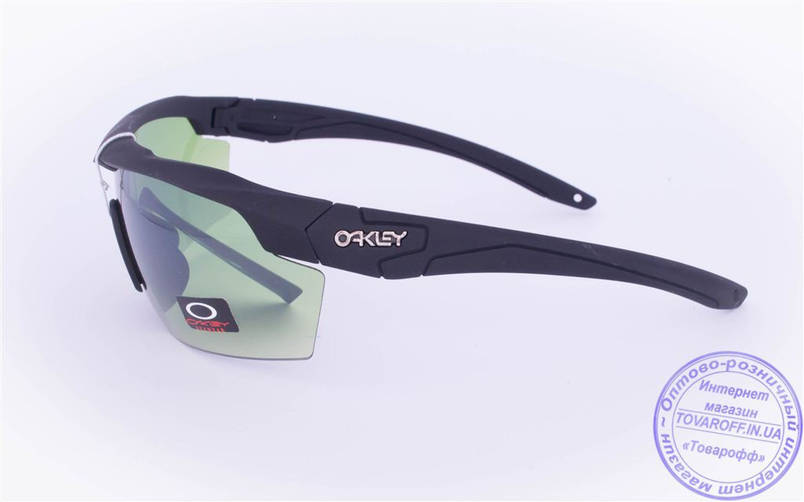 Оптом тактичні брендові окуляри-маска Oakley - Чорні - 7931, фото 4