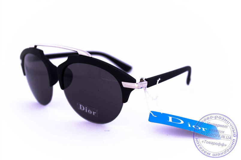 Оптом модні сонцезахисні окуляри Dior Clubmaster - Чорні - 8013, фото 1