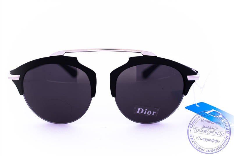Оптом модні сонцезахисні окуляри Dior Clubmaster - Чорні - 8013, фото 3