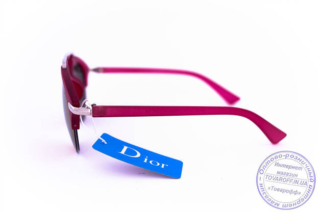 Оптом модні дзеркальні сонцезахисні окуляри Dior Clubmaster - Малинові - 8013, фото 2