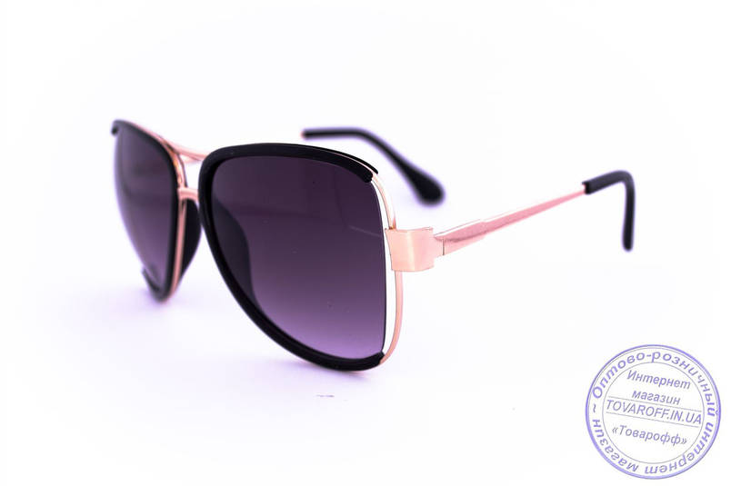 Оптом модні окуляри Aviator - Чорні - 58265, фото 1