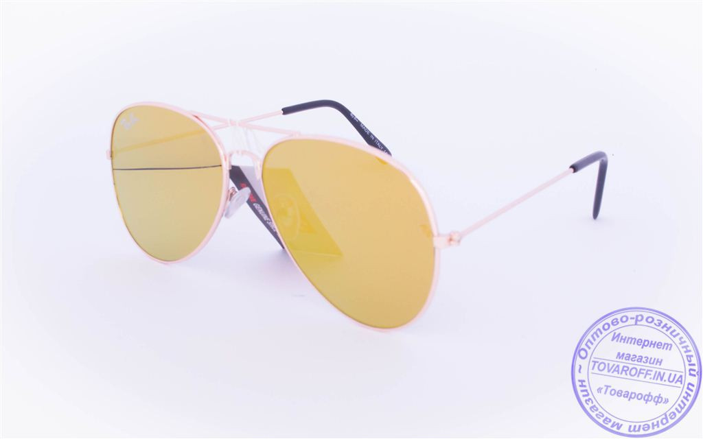 Оптом брендові сонцезахисні окуляри Ray Ban Aviator з кольоровими дзеркальними лінзами - RB-1