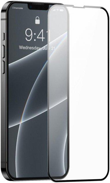 Захисне скло Baseus 0.3 mm Full screen FG TG для iPhone 13/13 Pro 2шт Black (SGQP0101