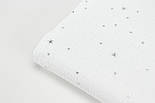 Двошаровий жатий муслін зі срібними зірочками на білому тлі, ширина 140 см NoМЖ-3-51, фото 2