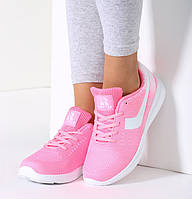 Женские летние кроссовки сетка на лето текстильные молодежные стильные легкие 36 разм розовые аналог Nike 798