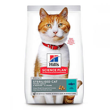 Корм для стерилізованих котів і кішок з тунцем сухий Hills Science Plan Sterilised Cat Young Adult Tuna 3кг