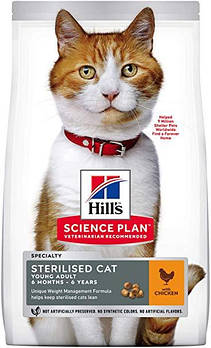 Сухий корм для стерилізованих котів з куркою Hills Science Plan Sterilised Cat Young Adult Chicken 1,5кг