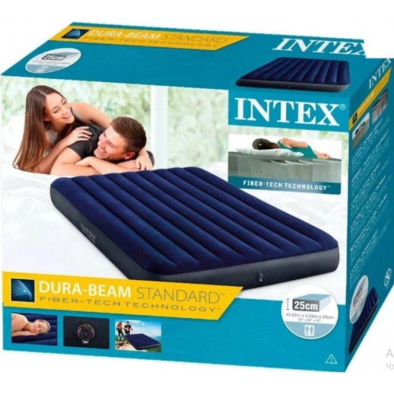 Надувний велюровий матрац Intex 137*25*191 см" Надувний матрац | Надувний матрац Інтенекс 64758 полуторний, фото 1