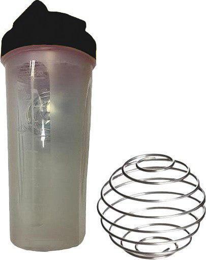 Шейкер спортивний Shake Bottle 700 мл. з вінчиком Прозоро-черний
