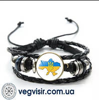 Шикарный кожаный браслет карта Украины тризуб герб натуральная кожа трезубец