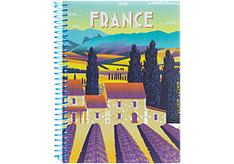 Блокнот, А5, 80 арк., спіраль, пластик.обл., клітка, Travelling: FRANCE