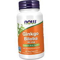 Гинкго Билоба Экстракт NOW Ginkgo Biloba 60 мг 60 капс