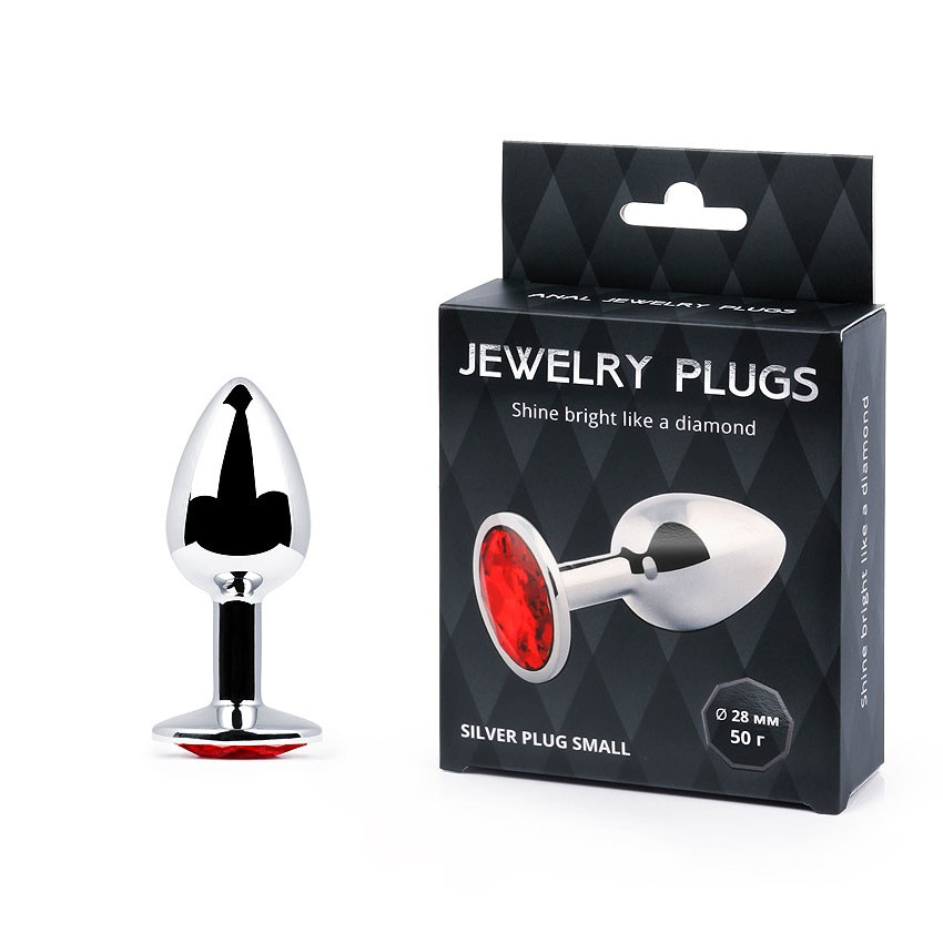SILVER PLUG SMALL (втулка анальна) колір кристалу червоний, L 72 мм, D 28 мм, вага 50г