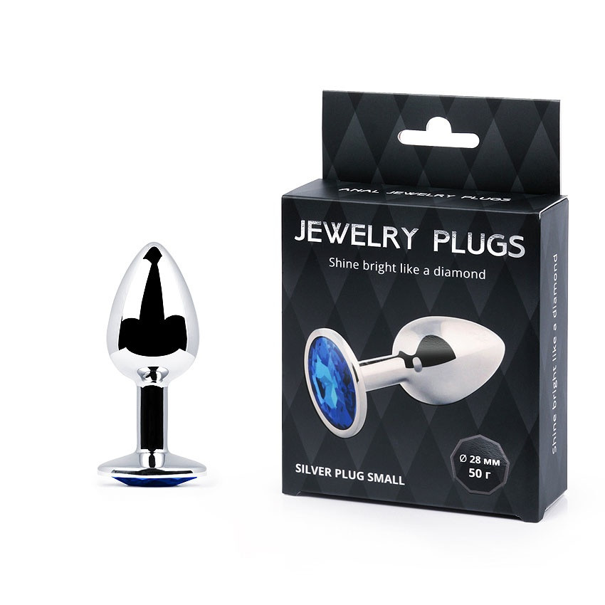SILVER PLUG SMALL (втулка анальна) колір кристалу синій, L 72 мм, D 28 мм, вага 50г