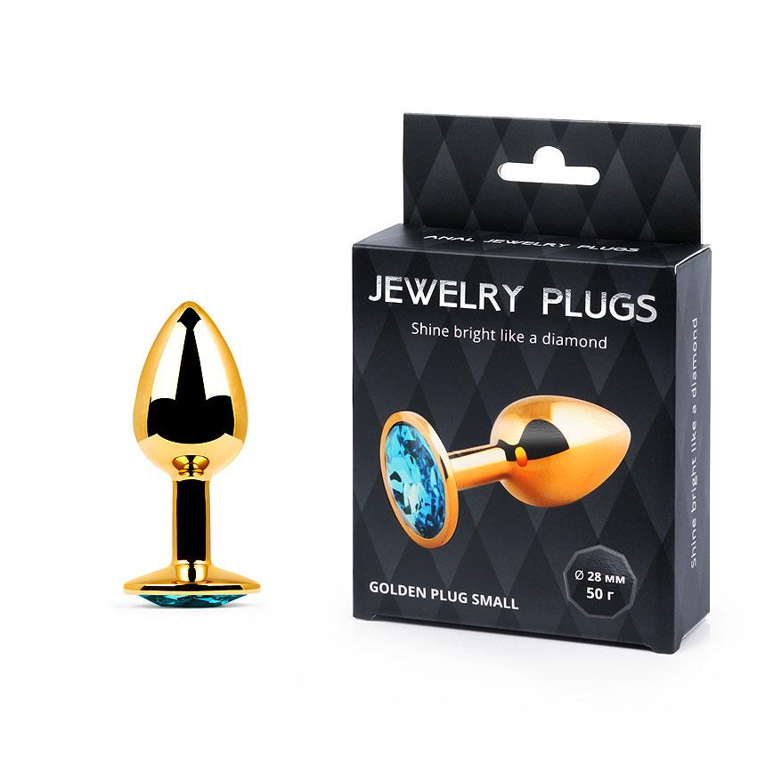 GOLDEN PLUG SMALL (втулка анальна) колір кристалу блакитний, L 72 мм, D 28 мм, вага 50г