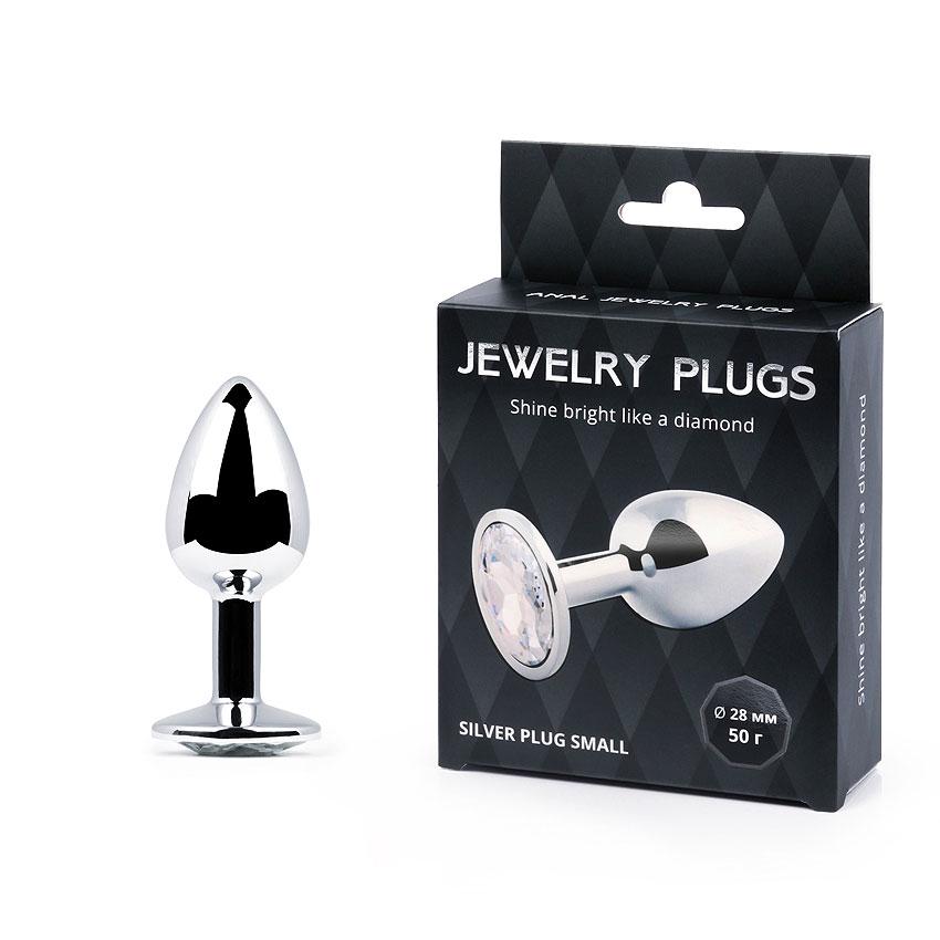 SILVER PLUG SMALL (втулка анальна) колір кристала безбарвний, L 72 мм, D 28 мм, вага 50г