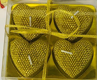 Свечи для романтического ужина Heart в наборе 4 шт цвет золото