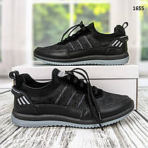 Підліткові кросівки для хлопчика демісезонні чорні еко шкіра Dago Style, фото 2