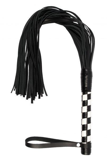 Шкіряна батіг хлист БДСМ Флогер Premium Leather Flogger Black&White, шкіра
