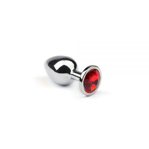 Анальна пробка із кристалом металева Silver Ruby,S
