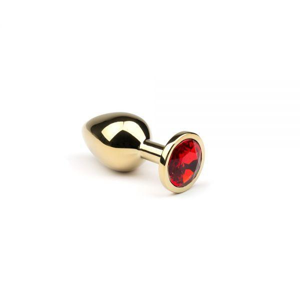 Анальна пробка з кристалом червоним метал ,Gold Ruby,S