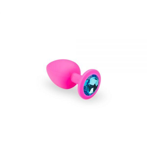 Рожева анальна пробка із кристалом, Pink Silicone Topaz, S