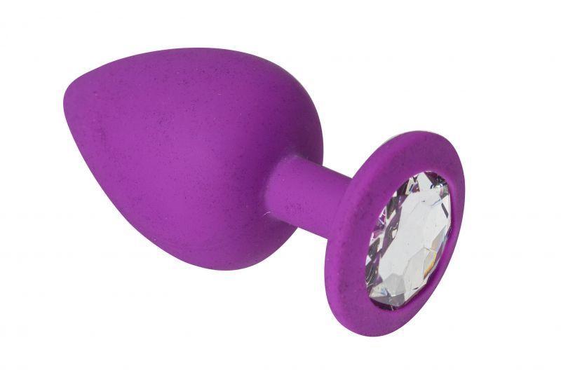 Силіконова Анальна пробка з каменем, Purple Silicone Diamond, M