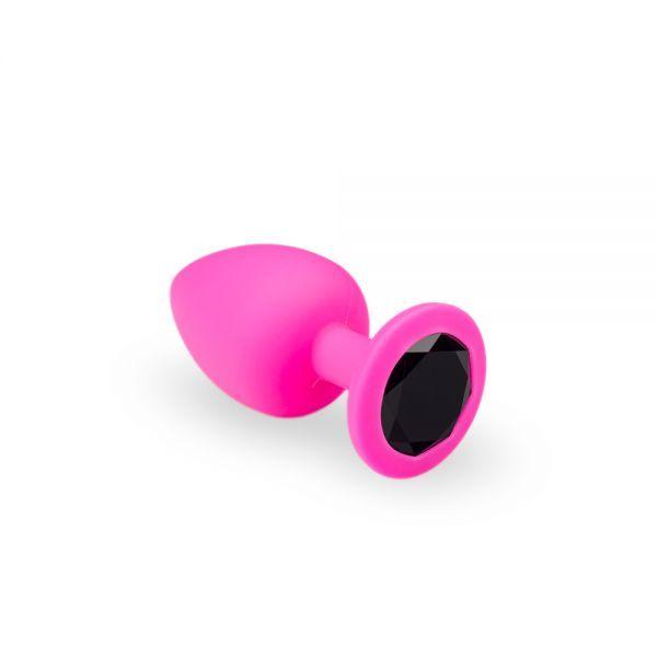 Рожева Силіконова Анальна пробка 35мм Pink Silicone Black Diamond, M