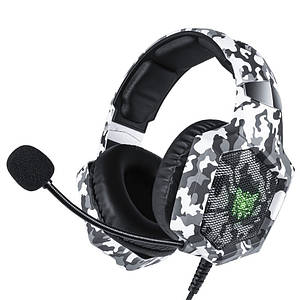 Провідна гарнітура ONIKUMA K8 Camouflage Grey навушники з мікрофоном 1+2/3.5м + USB для ПК ігор