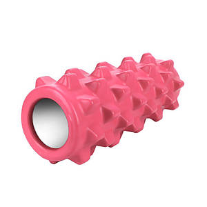 Масажний валик ролик Dobetters Grid Roller Pink 33*12 см для м'язів всього тіла масажер (спина, руки, ноги)