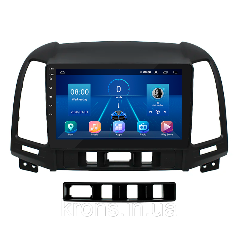 Штатная магнитола Lesko 9" Hyundai Santa Fe 2009-2012 2+32 4G Андроид 9 GPS Wi-Fi