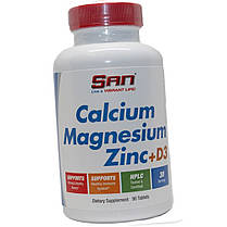 Кальцій магній Д3 SAN Calcium Magnesium Zinc D3 90 табл, фото 3