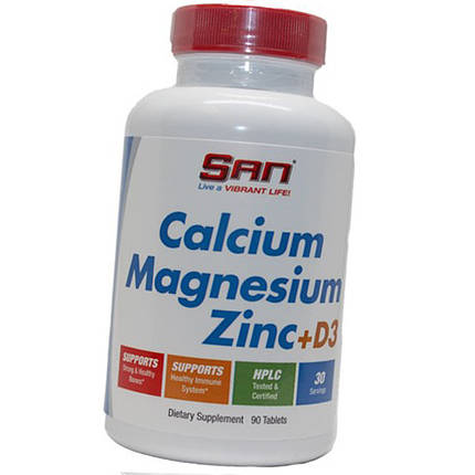 Кальцій магній Д3 SAN Calcium Magnesium Zinc D3 90 табл, фото 2