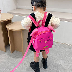 Дитячий рюкзак Lesko 201028 Animals Pink з ремінцем анти-погубка