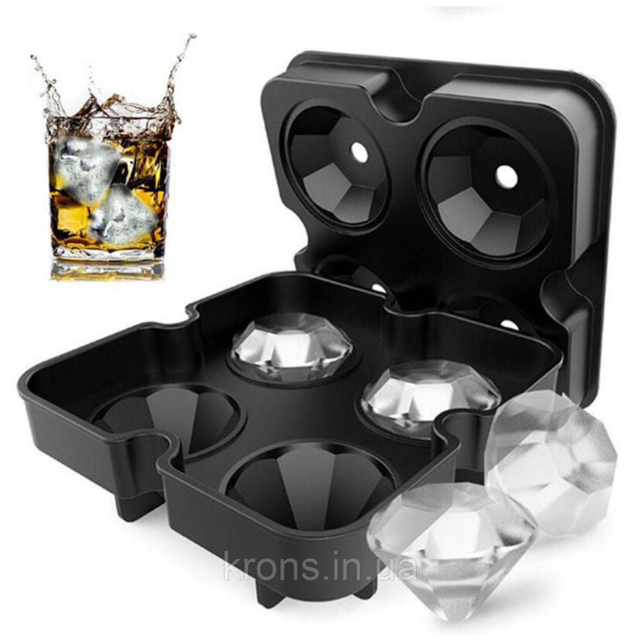 Силиконова форма льоду CUMENS Бріліант Black ємкість 4 шт., фото 1