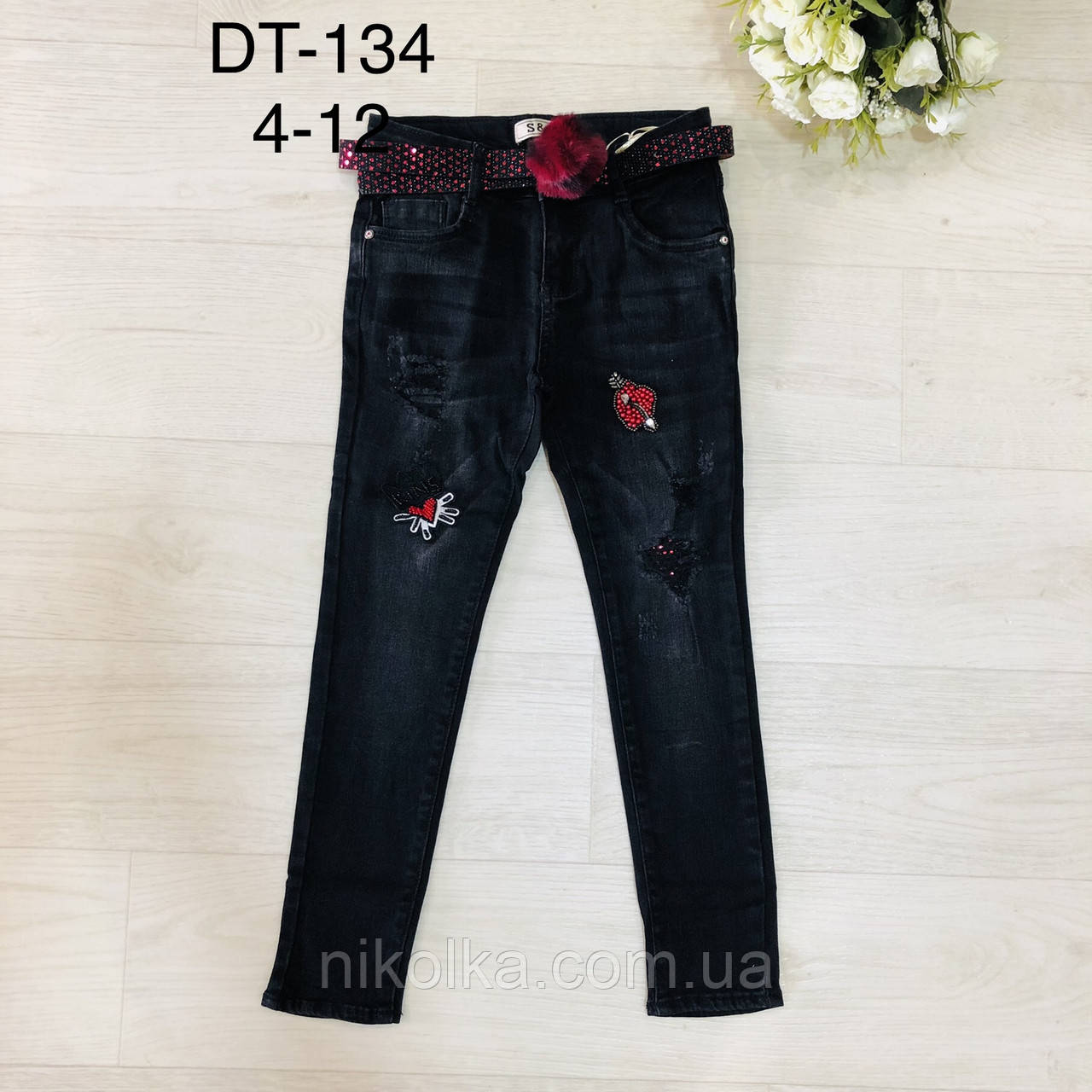 Джинсы для девочек оптом, S&D, 4-12 лет, арт. DT-134, фото 1