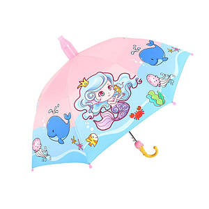 Дитячий парасоль Lesko QY20301 Mermaid тростина автоматичної з пластиковим чохлом