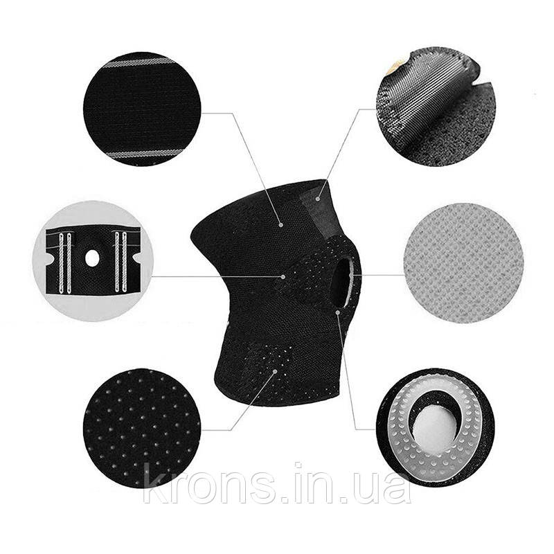 Наколінник AOLIKES HX-7908 Black бандаж для колінного суглоба з патетарним кільцем, фото 1