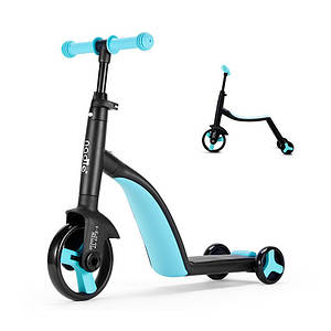 Дитячий самокат Nadle TF3-1 Блакитний велобіг велосипед триколісний для хлопчика дівчинки 3в1 з сидінням