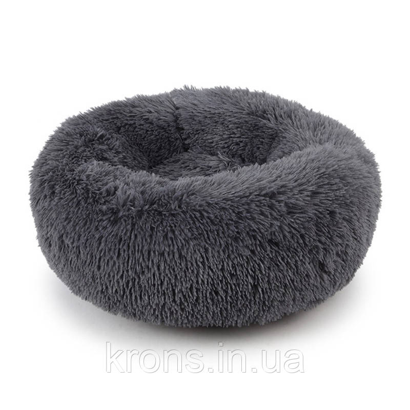 Лежак-пуфік Taotaopets 55201 L Dark Grey для котів круглий лежачинка, фото 1