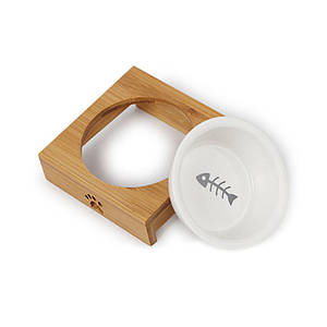 Міска для котів і собак Totaopets 111108-1 на дерев'яній підставці корму домашніх тварин