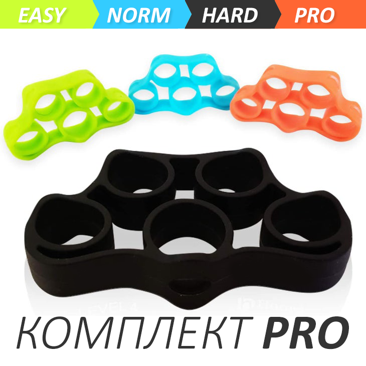 Еспандери для пальців рук силіконові, навантаження 2/3/4/5кг, реабілітаційний тренажер CONTEC Hand Grip MIX-4, фото 1