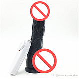 Чорний фалоїмітатор з обертанням на пульті 17 см, фаллос-катор із вібрацією на присоску, інтимні іграшки для, фото 10