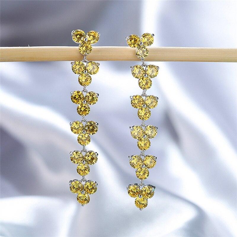 Довгі сережки з жовтим камінням, фото 1