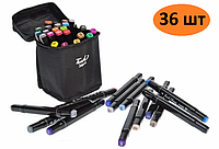 Набір скетч-маркерів 36 кольорів, Якісні двосторонні спиртові маркери