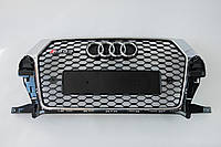 Решетка радиатора Audi Q3 2014-2018год Черная с хром рамкой (в стиле RS)