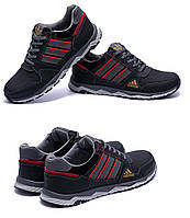 Чоловічі шкіряні кросівки Adidas (Адідас) Tech Flex Black, чоловічі спортивні туфлі чорні, кеди повсякденні